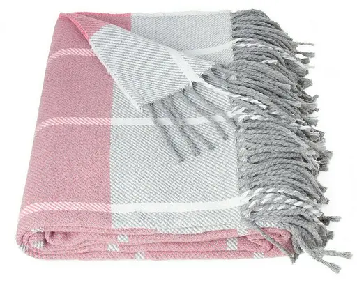 Плед бавовняний Vladi Валенсія Гаррі 140х200 біло-рожевий (10291) - фото 1