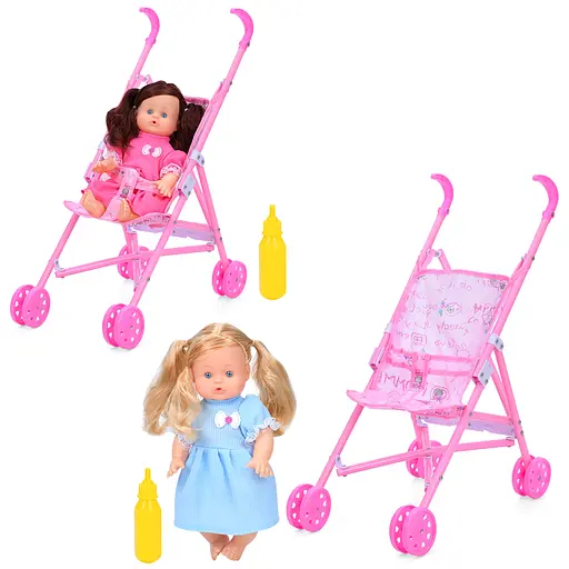 Коляска з лялькою, 37x23x50 см, лялька 31 см, (В асортименті) - фото 2