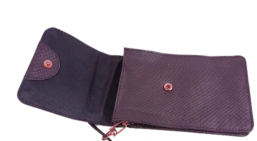 Небольшая женская кожаная сумка для телефона UP2 Fashion баклажан sum0028726 - фото 9