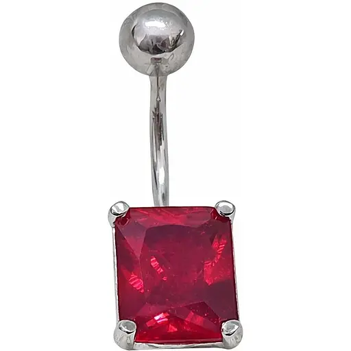 Серебряная серьга для пирсинга пупка с фианитами. 7028.5С - фото 1