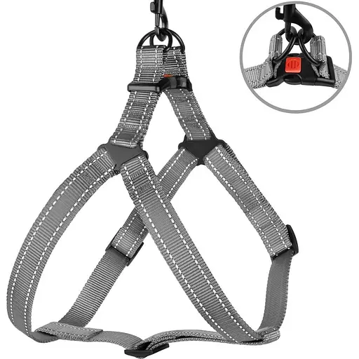 Шлея для собак Barksi Active світловідбивна (обхват грудей 40-53 см ширина 1.6 см) сіра - фото 2
