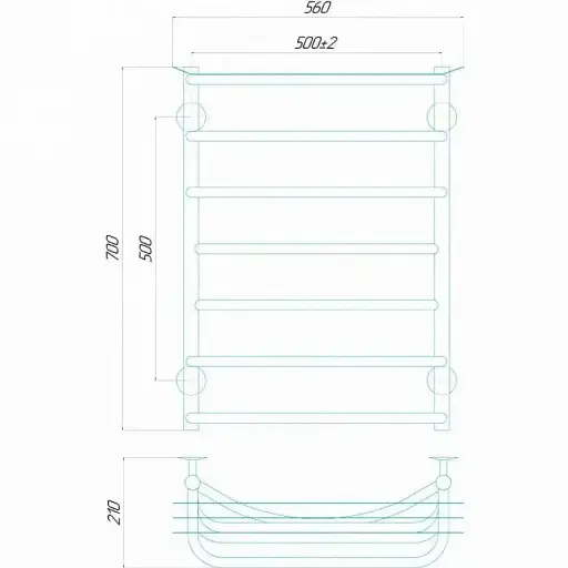 Рушникосушка водяна Deffi Юність П7 500х700 мм нижнє підключення - фото 2