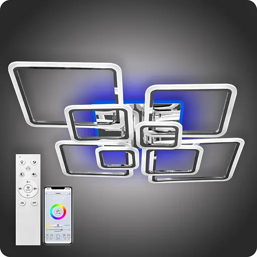 Люстра світлодіодна 517 Light 3color з пультом 224Вт Хром (01554) - фото 1