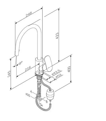 Змішувач для кухні AM.PM Like з витяжним виливом F8012000 - фото 8