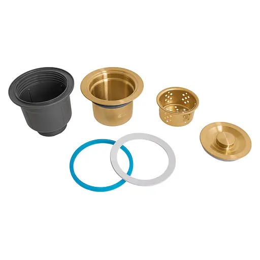 Золотий сифон для мийки на кухню з нержавійки з переливом - фото 2