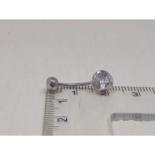 Серебряная серьга для пирсинга пупка с фианитом. 818-2101Р - фото 4
