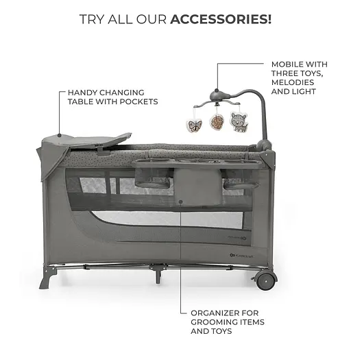 Ліжко-манеж с пеленатором Kinderkraft Joy 2 Dark Grey (KLJOY02DGR000AC) - фото 3