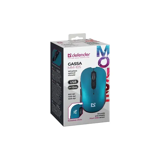 Мишка Defender Gassa MM-105 Wireless Turquoise (52102) - фото 6