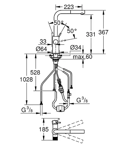 Смеситель для кухни с подключением питьевой воды Grohe Blue Pure Minta 30590DC0 Нержавеющая сталь - фото 5