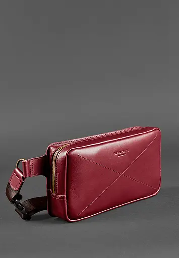 Шкіряна поясна сумка Dropbag Maxi бордова Krast - фото 2