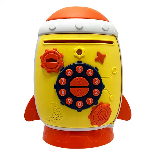 Дитячий банківський термінал "Ракета" Bambi MK 5401 музика, звуки тварин, ключ Жовтий - фото 1