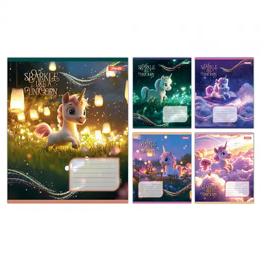 Зошити учнівські 12 аркушів коса лінія 1B Unicorn, 25 шт. в упаковці