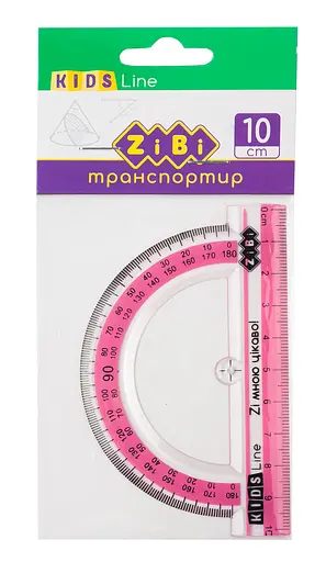 Транспортир, 100 мм, з рожевою смужкою, 12 шт. в упаковці