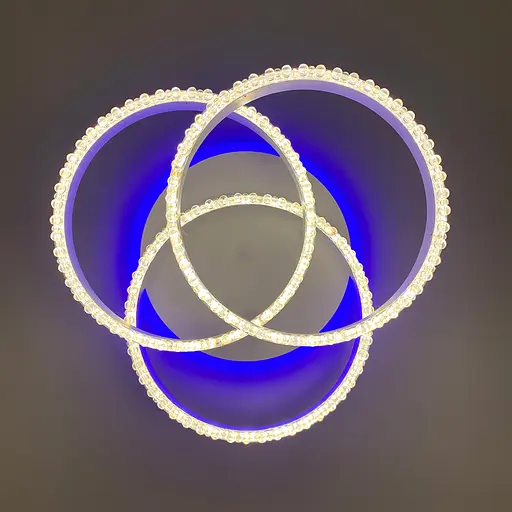 LED світильник білий на 3 кільця з хромованою смужкою d30 см Line.F A 55063/3С RGB WH+CR - фото 9