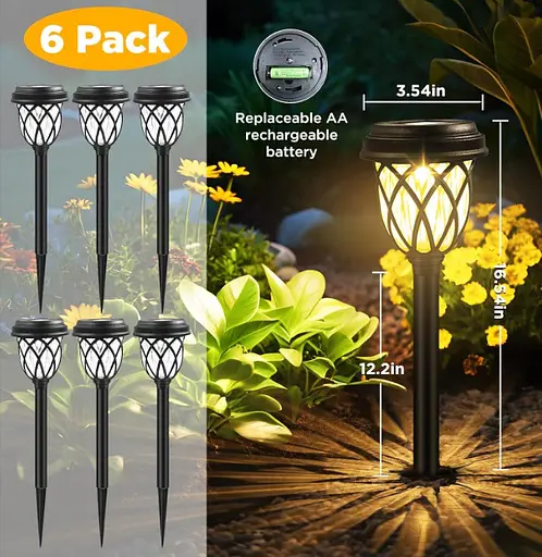 Садовые солнечные светильники 6 Pack Solar Lights X15 6 шт. на солнечных батареях подсветка газона - фото 6