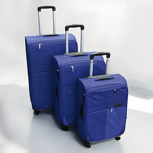 Набір тканинних валіз 3в1 з кодовим замком та телескопічною ручкою синій (24-292) - фото 2