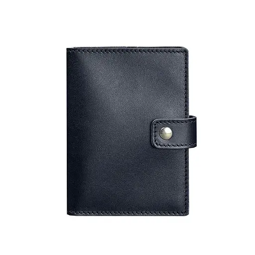 Кожаная обложка для паспорта 5.0 (с окошком) темно-синяя Краст - фото 7