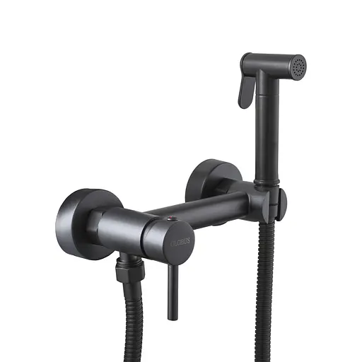 Змішувач для гігієнічного душу зовнішнього монтажу 150 мм Globus Lux GLN-6-graphite-106MIX, Чорний матовий - фото 1