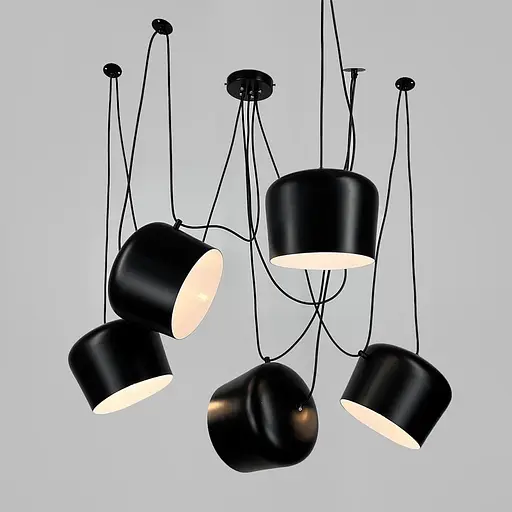 Светильник на 5 металлических плафонов с культовым дизайном Line F | Ст. MJ92/5 BK - фото 8