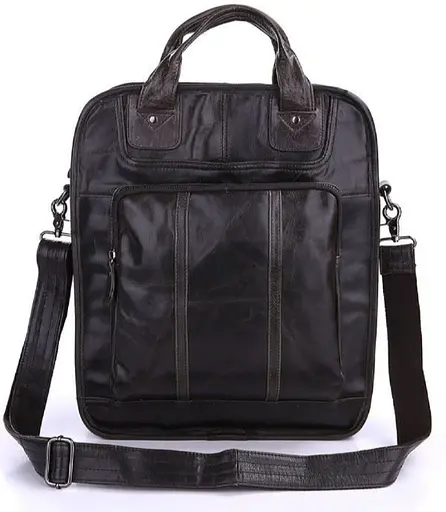 Вертикальная кожаная мужская сумка, трансформер серая John McDee 33х10х39.5 см sum0028429 - фото 3