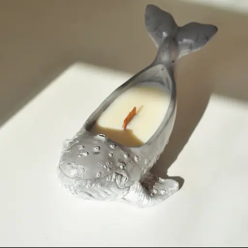 Ароматична свічка в гіпсовому кашпо "Кит" Spokiy SP2376 Сірий 100 г - фото 4