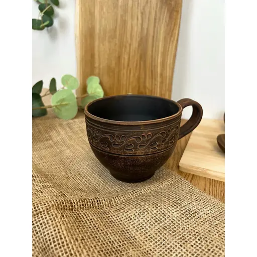 Чашка керамічна (глиняна) різьблена Декор №5 700 мл