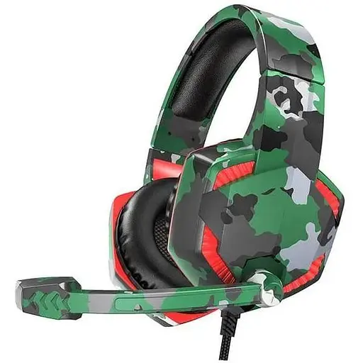 Дротова ігрова гарнітура Hoco Gaming headphones Hi-Res ESD08, USB, 2x3.5mm, 2m, Camouflage-Green