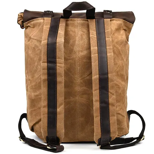 Рюкзак из лошадиной кожи и вощеного канваса ролл-ап TARWA 40х31х13 см sum0028439 - фото 2