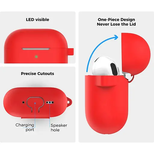 Чехол AhaStyle Colorful Silicone Case для AirPods 4 Red [133816] - фото 3