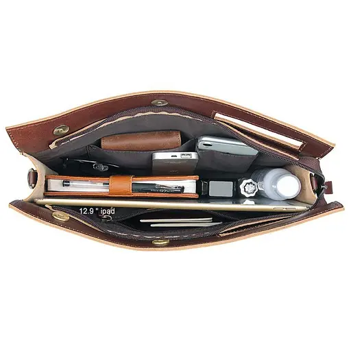 Кожаная сумка-папка John McDee большой размер 35х28х5.5 см sum0028324 - фото 9