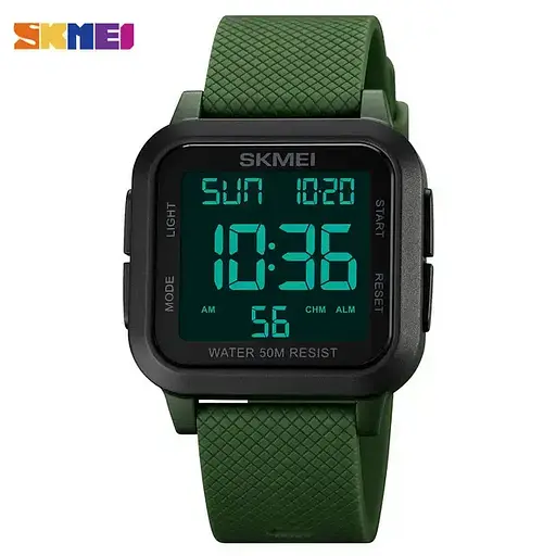 Чоловічий наручний годинник Skmei 1894 (Зелений з чорним циферблатом) - фото 2