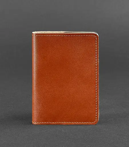 Кожаная обложка для паспорта и военного билета 1.3 светло-коричневая - фото 1