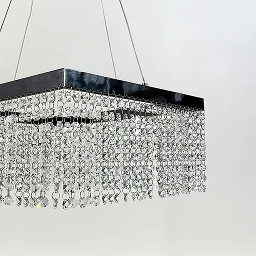 Неймовірна кришталева квадратна люстра з срібним обводком h35 Line.F Діаметр 40см - фото 4