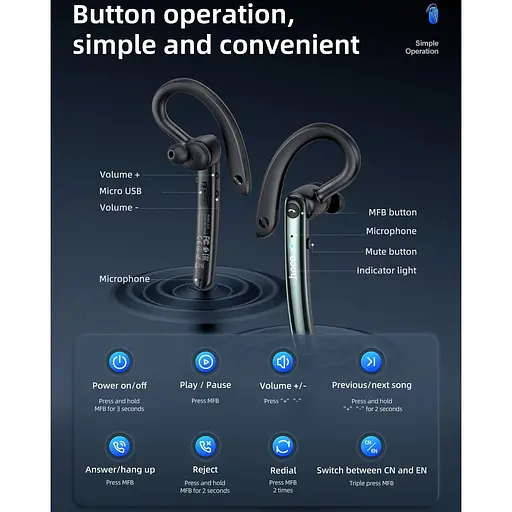 Bluetooth-гарнітура Hoco S19 Heartful ENC Metal Gray (752918) [151275] - фото 8