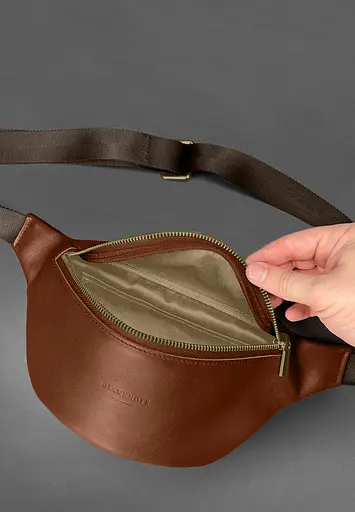 Шкіряна поясна сумка-бананка Kanny світло-коричнева - фото 4