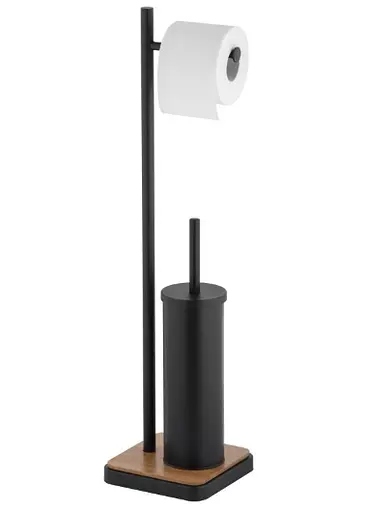 Стойка для ершика и туалетной бумаги Yoka Dyka black bamboo P.DYKA-BLK, Черный матовый - фото 6