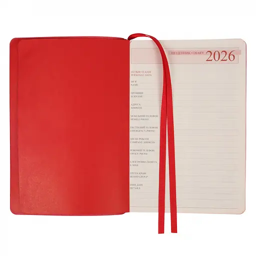 Щоденник-діловий записник А5 Leo Planner Vitto 2026 м'який червоний 368 сторінок (252643) - фото 5