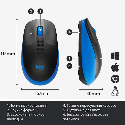 Беспроводная мышь Logitech M190 Wireless Blue (910-005907) - фото 6