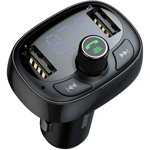 FM-трансмиттер Baseus FM Launcher S-09 2.4A 2хUSB-A Black (CCMT000301) [96091] - фото 5