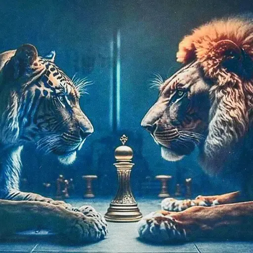 Алмазна мозаїка Тигр з левом Strateg HEE13830 30х30 см - фото 1