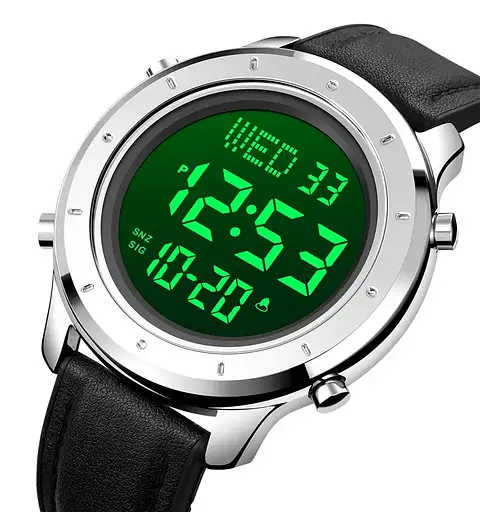 Чоловічий наручний електронний годинник Skmei 1864 (Сріблястий з чорним циферблатом) - фото 4