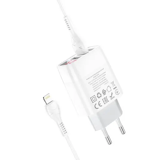 Блок зарядний набір Hoco Easy charge C93A Lightning cable 3USB білий - фото 2