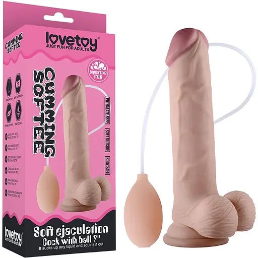 Реалістичний фалоімітатор з еякуляцією LoveToy Soft Ejaculation 22.9 см тілесний