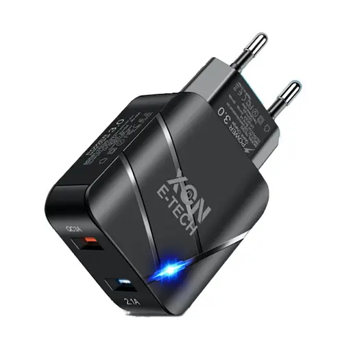 Зарядное устройство XON PowerCharge 18W (QC3.0) USB Type-А (PCWC018018A2С0B 6174) Черный - фото 1