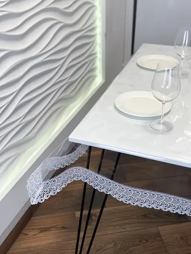 Силіконова скатертина з білим мереживом 7 см 290х190 см - фото 10