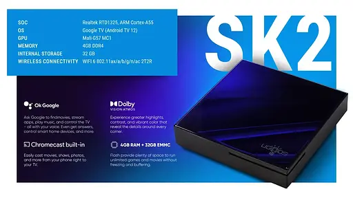 Смарт ТВ приставка Smart TV Box Android 12 UGOOS SK-2 4/32GB - фото 4