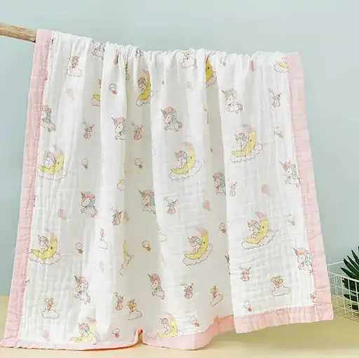 Плед дитячий мусліновий OldBro 100х110 см з красивим принтом Єдинорог - фото 2