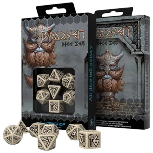 Набір кубиків Dwarven Beige & black Dice Set , 7 шт. (SDWA01)