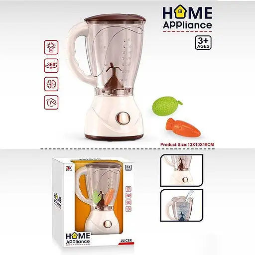 Блендер дитячий, 13x10x19 см, обертовий механізм, підсвічування, муляжі продуктів - фото 2