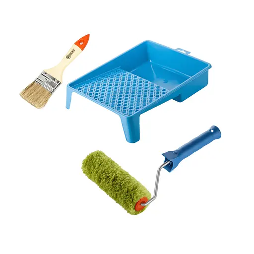 Валик "Сінтекс" 150х30 мм з ручкою, ванночка та пензлик "Стандарт" Polax (770-249) - фото 1